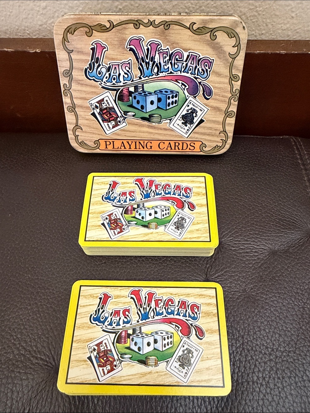 Vintage Las Vegas Souvenir Playing Cards Set of 2 Complete Decks in a Tin Case